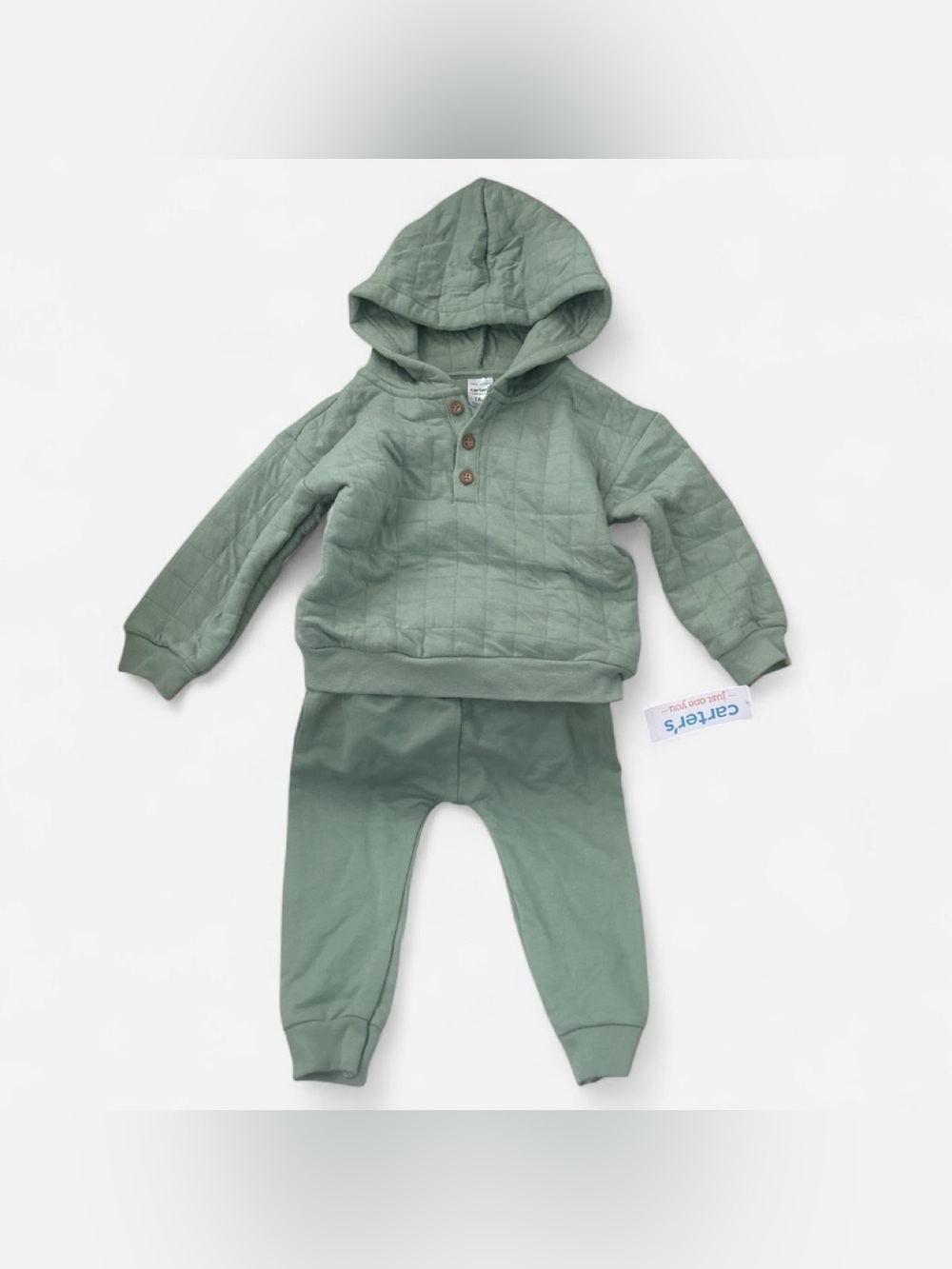 Carter's Quilted Sage Green Hoodie & Joggers Set